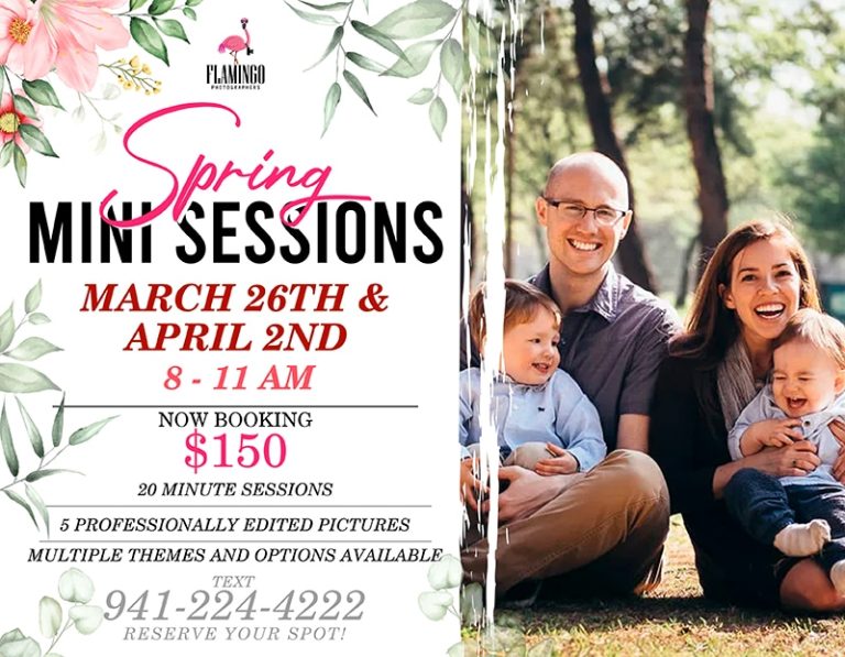 Spring Mini Session Photo Shoot in Sarasota. March 26th and April 2nd. 8am to 11am. $150.00 for 20 minute session.